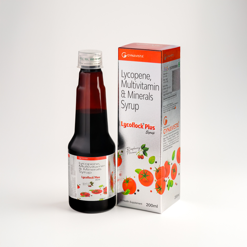 Lycopene 6% 2000mcg, Vit. A (as Palmitate) 2500 IU, Vit. E Acetate 10 IU, Ascorbic Acid 50mg, Sod. Selenite Pentahydrate 35mcg, Zinc Gluconate 3mg, Manganese Chloride 2mg, Pot. Iodide 100mcg, Cupric Sul. 500mcg, Thiamine Hcl. 2mg, Riboflavine 3mg, Pyridoxine Hcl 1.5mg