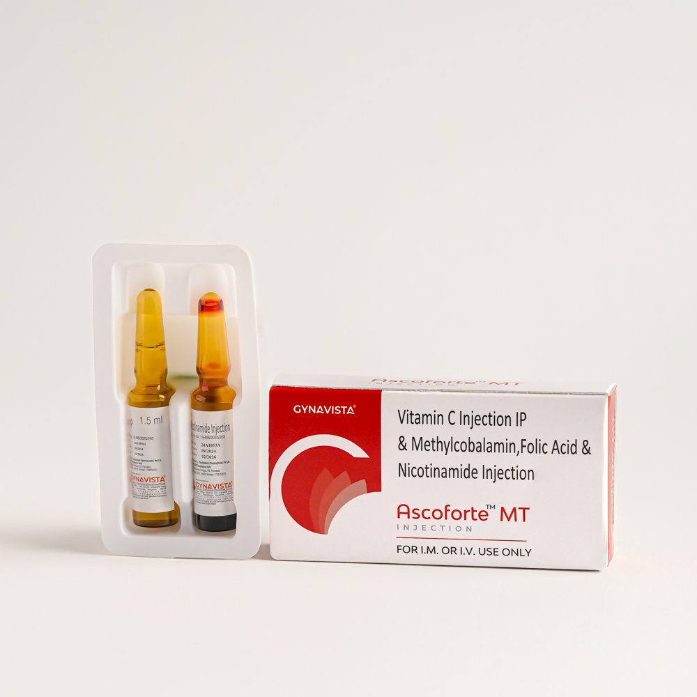 Each 1.5ml. (Part 1) contains : Vit. C 150mg and Each ml. (Part 2) contains : Methylcobalamin 2500mcg + Folic  Acid 0.7mg + Niacinamide 12mg